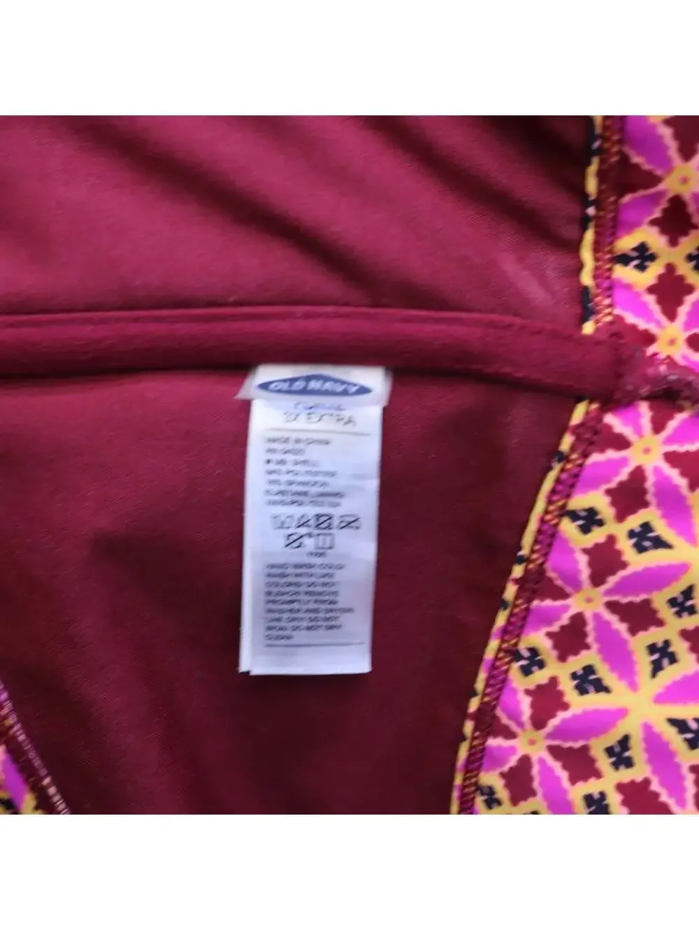 Old Navy Bikini Set 3X Top 2X Bottom Geometric Pink Orange High Waist Swimsuit